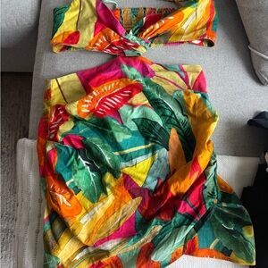 Colorful Tropical Print Two-Piece Set